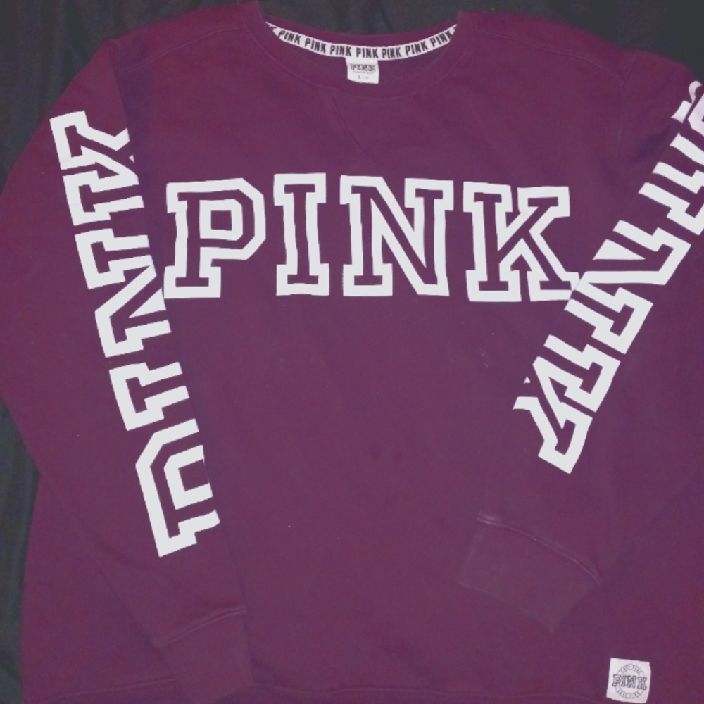PINK VICTORIA'S SECRET Women's Size Large Burgandy Sweatshirt